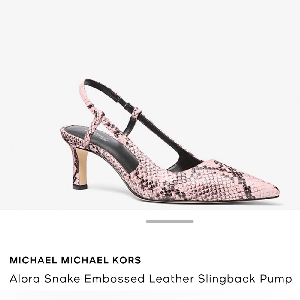 Michael Kors Alora Snake Embossed Leather Slingback Pump